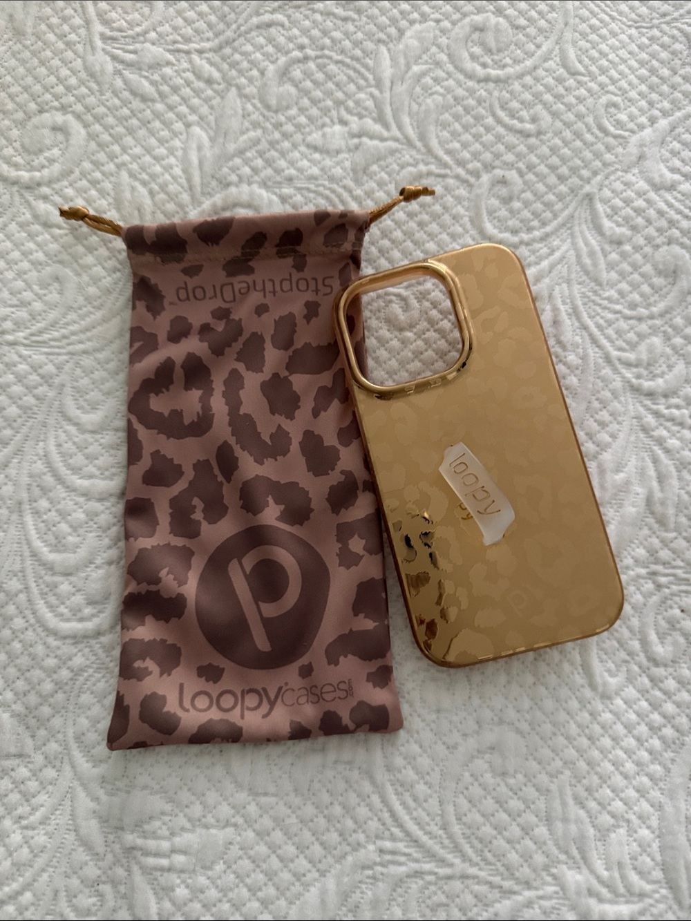 Loopy Case Metallic Gold Phone Case with Wrist Loop Pouch